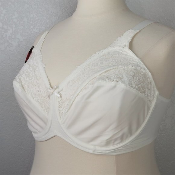 Lilyette  42D Minimizer Bra Comfort Lace Unlined Underwired Pearl Creamy White - Picture 7 of 9